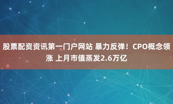 股票配资资讯第一门户网站 暴力反弹！CPO概念领涨 上月市值蒸发2.6万亿
